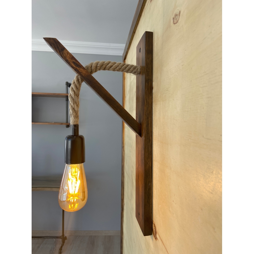 Væglampe AHSAP 1xE27/40W/230V, fyr/valnød