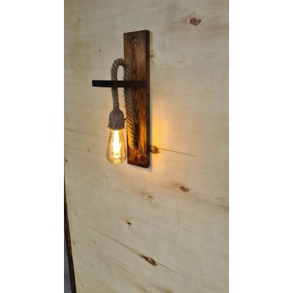 Væglampe AHSAP 1xE27/40W/230V, i fyrretræ/valnød