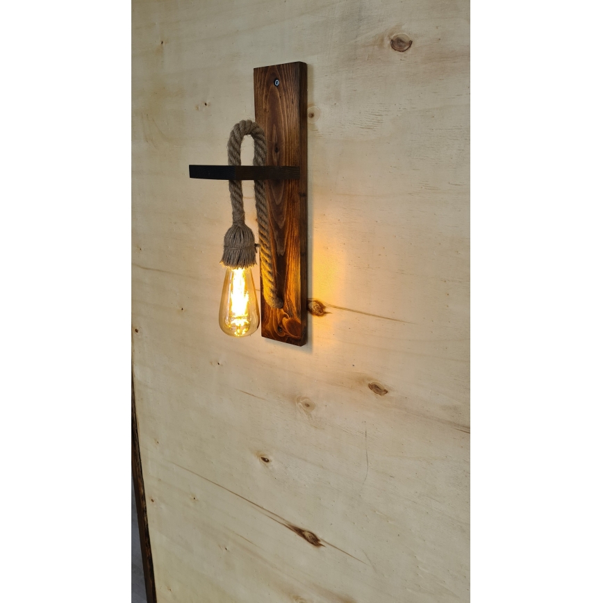 Væglampe AHSAP 1xE27/40W/230V, i fyrretræ/valnød