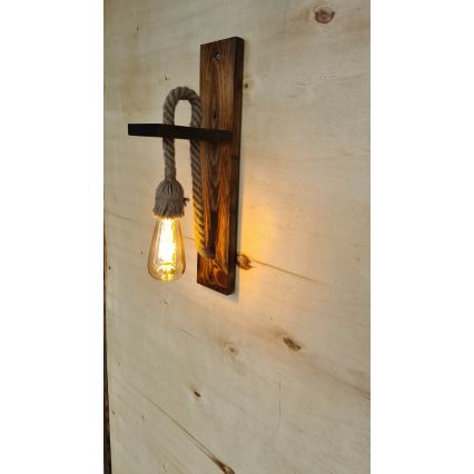 Væglampe AHSAP 1xE27/40W/230V, i fyrretræ/valnød