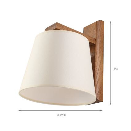 Væglampe AIDA 1xE27/15W/230V eg/cremefarvet