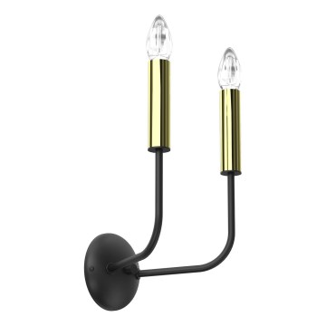 Væglampe AKASYA 2xE14/15W/230V sort/guldfarvet