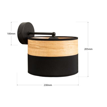 Væglampe ALBA 1xE27/15W/230V sort/brun