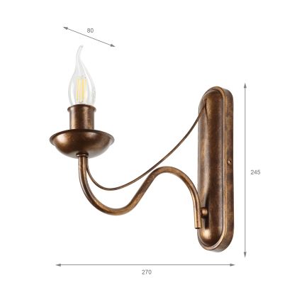 Væglampe ANTON 1xE14/60W/230V, bronzefarvet