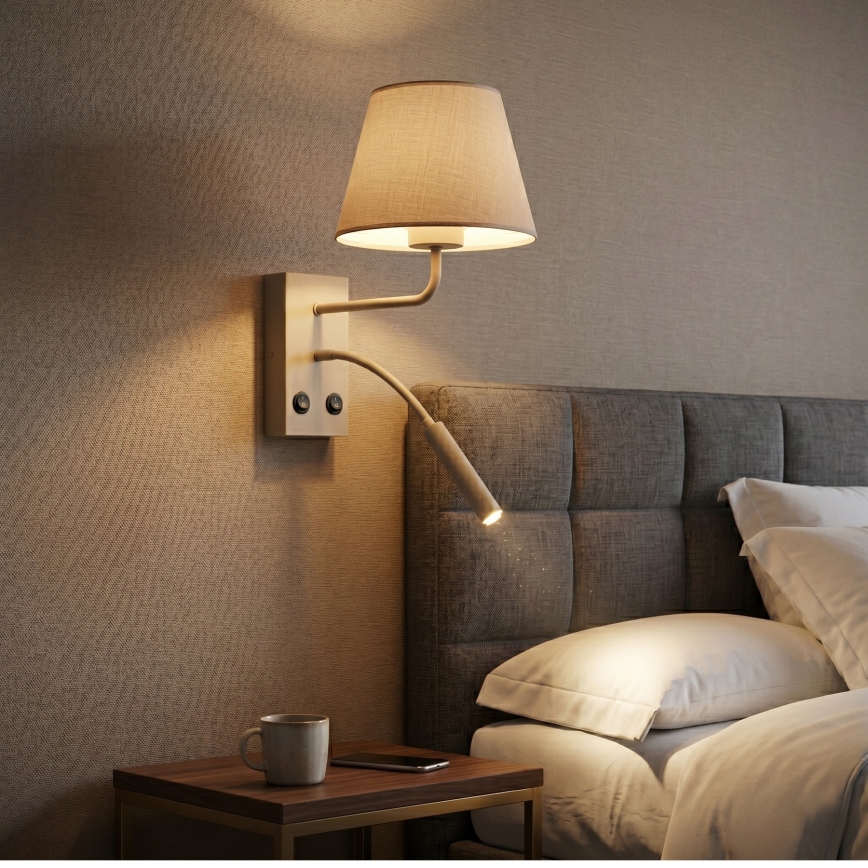 Væglampe ARDEN 1xE27/15W/230V + 1xG9/8W beige