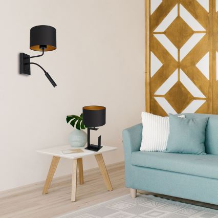 Væglampe ARDEN 1xE27/60W/230V + 1xG9/8W sort/guld