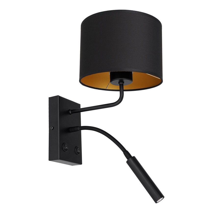Væglampe ARDEN 1xE27/60W/230V + 1xG9/8W sort/guldfarvet