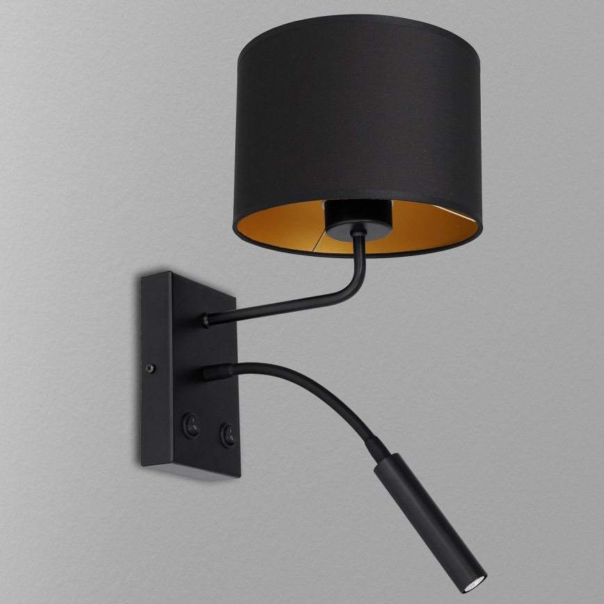 Væglampe ARDEN 1xE27/60W/230V + 1xG9/8W sort/guldfarvet