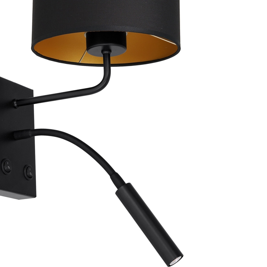 Væglampe ARDEN 1xE27/60W/230V + 1xG9/8W sort/guldfarvet