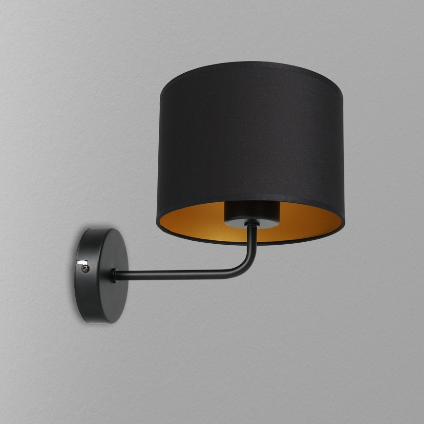 Væglampe ARDEN 1xE27/60W/230V sort/guldfarvet