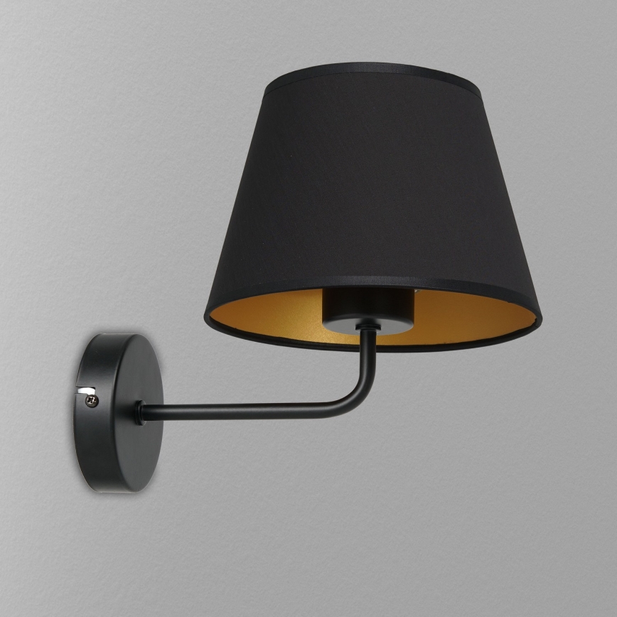 Væglampe ARDEN 1xE27/60W/230V sort/guldfarvet