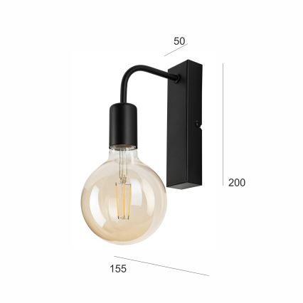 Væglampe ASTRID 1xE27/60W/230V mat sort