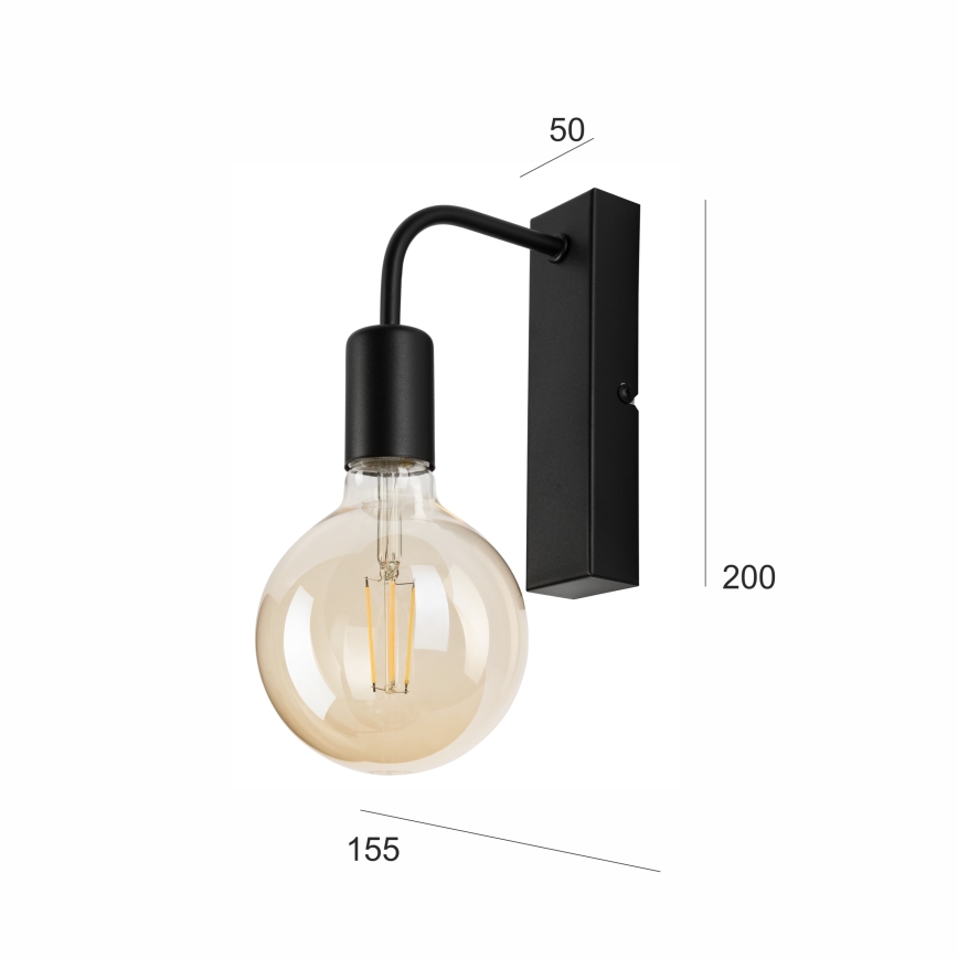 Væglampe ASTRID 1xE27/60W/230V mat sort