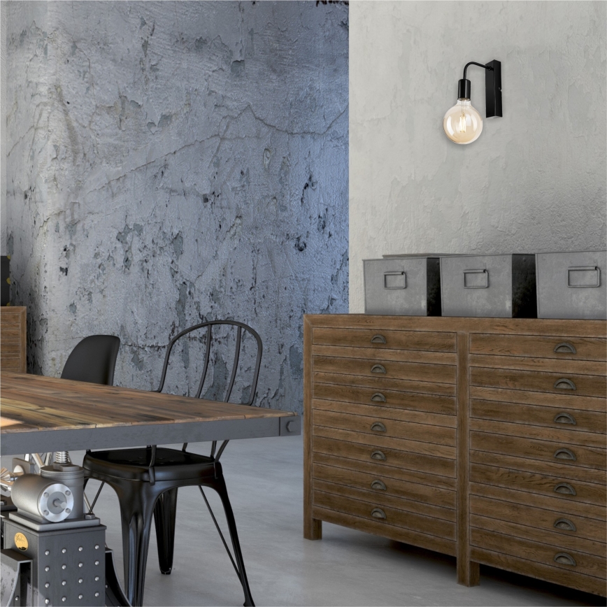 Væglampe ASTRID 1xE27/60W/230V skinnende sort