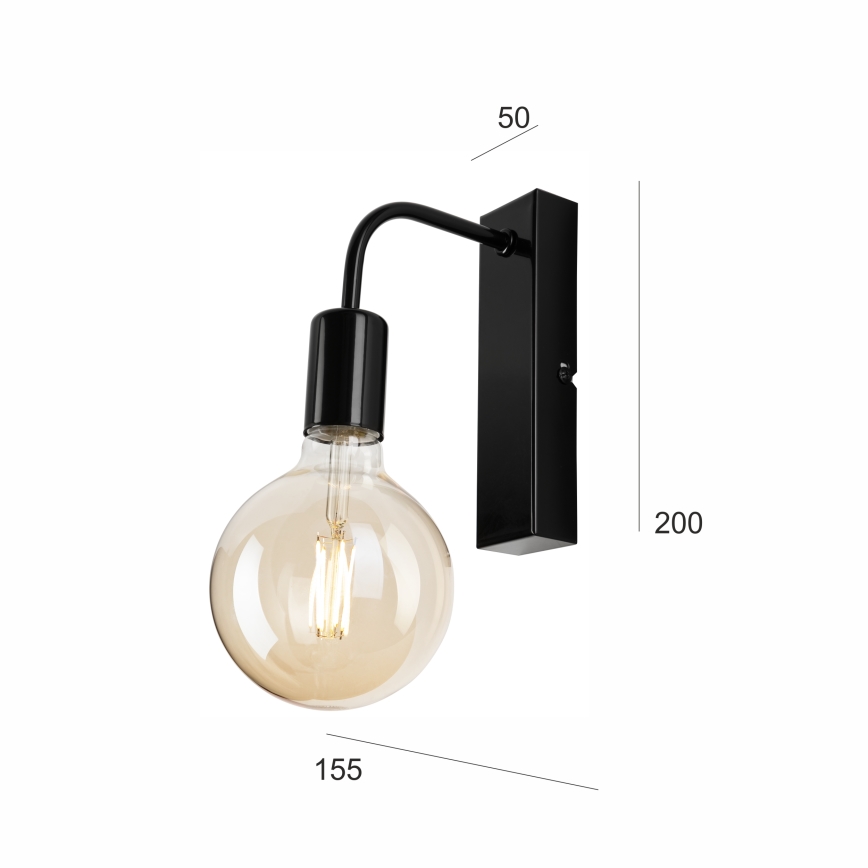 Væglampe ASTRID 1xE27/60W/230V skinnende sort