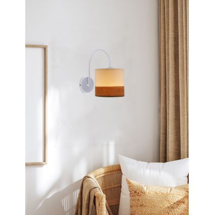 Væglampe BIANCO 1xE27/40W/230V hvid/brun