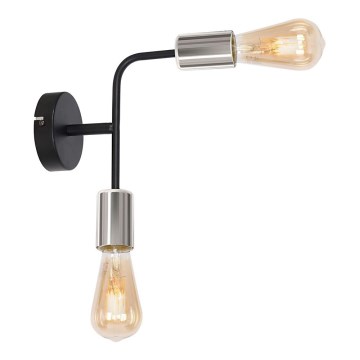 Væglampe CANDELA 2xE27/15W/230V sort/skinnende krom