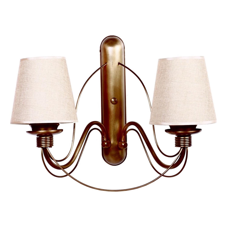 Væglampe CLASSIC 2xE27/40W/230V bronze/beige