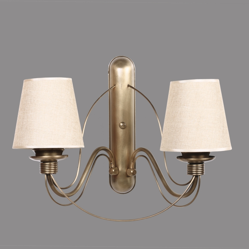 Væglampe CLASSIC 2xE27/40W/230V bronze/beige