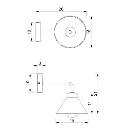 Væglampe DEMET 1xE27/60W/230V sort/guldfarvet