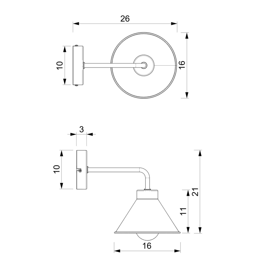 Væglampe DEMET 1xE27/60W/230V sort/guldfarvet