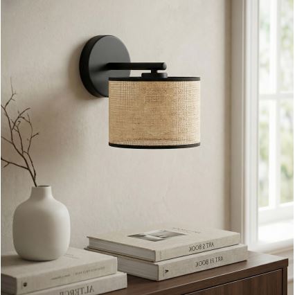 Væglampe ECO 1xE27/15W/230V beige/rattan