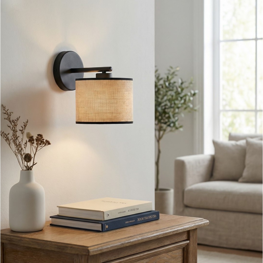 Væglampe ECO 1xE27/15W/230V beige/rattan