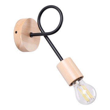 Væglampe EMBER 1xE27/15W/230V sort/beige/bøg