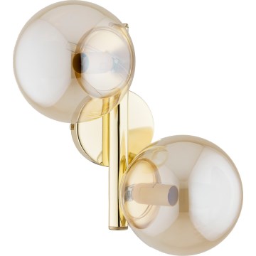 Væglampe ERAL 2xE14/10W/230V guld/beige/røgfarvet