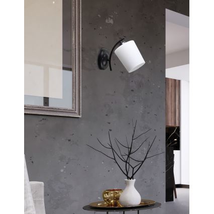 Væglampe ESNYR 1xE27/40W/230V sort/hvid