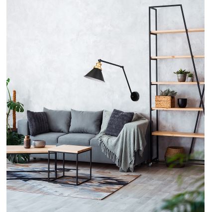 Væglampe FUNDO 1xE27/40W/230V sort/gylden
