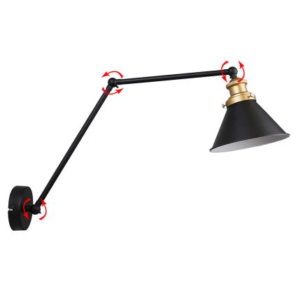 Væglampe FUNDO 1xE27/40W/230V sort/gylden