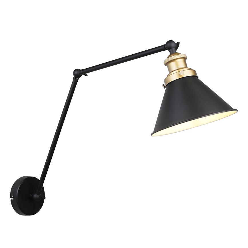 Væglampe FUNDO 1xE27/40W/230V sort/gylden