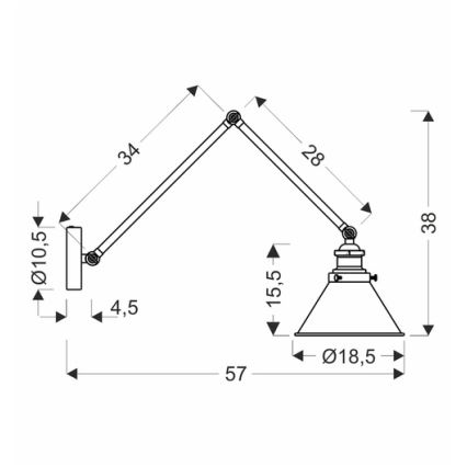Væglampe FUNDO 1xE27/40W/230V sort/gylden