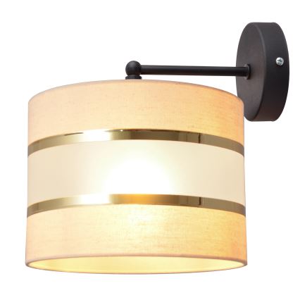 Væglampe HELEN 1xE27/15W/230V cremefarvet/sort/gylden