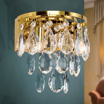 Væglampe i krystal CELESTE 2xG9/40W/230V guldfarvet