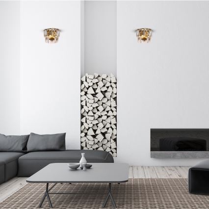 Væglampe i krystal CHELSEA 2xE14/40W/230V guld