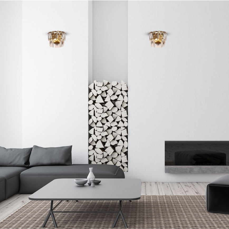 Væglampe i krystal CHELSEA 2xE14/40W/230V guld