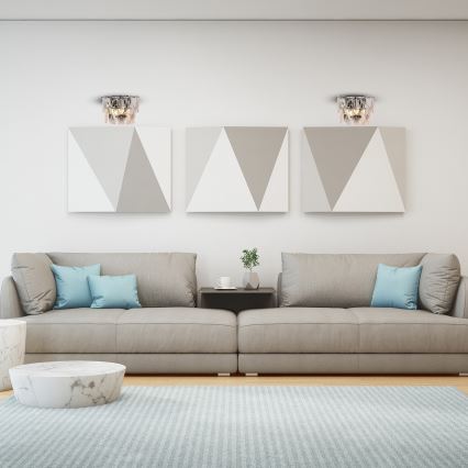 Væglampe i krystal CHELSEA 2xE14/40W/230V skinnende krom