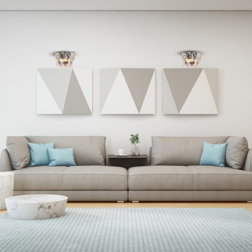 Væglampe i krystal CHELSEA 2xE14/40W/230V skinnende krom