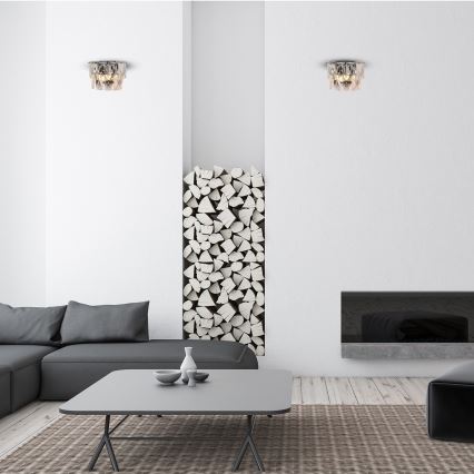 Væglampe i krystal CHELSEA 2xE14/40W/230V skinnende krom