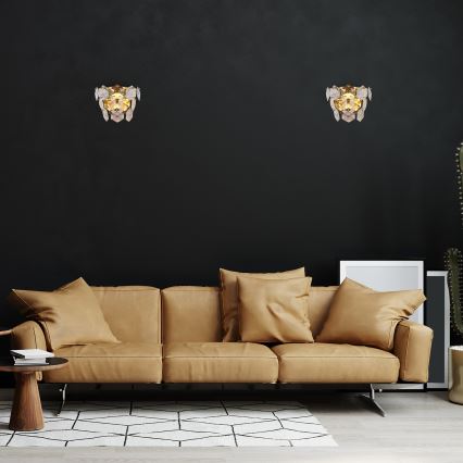 Væglampe i krystal DIANA 2xE14/40W/230V guldfarvet