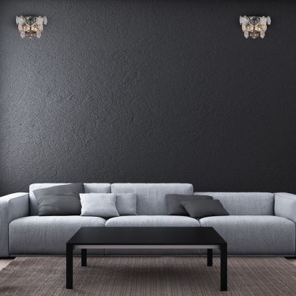 Væglampe i krystal DIANA 2xE14/40W/230V skinnende krom