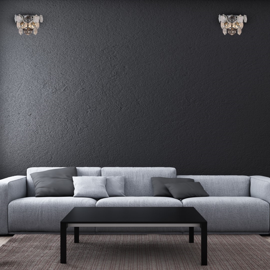 Væglampe i krystal DIANA 2xE14/40W/230V skinnende krom