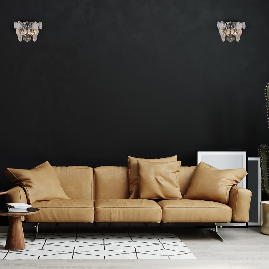 Væglampe i krystal DIANA 2xE14/40W/230V skinnende krom