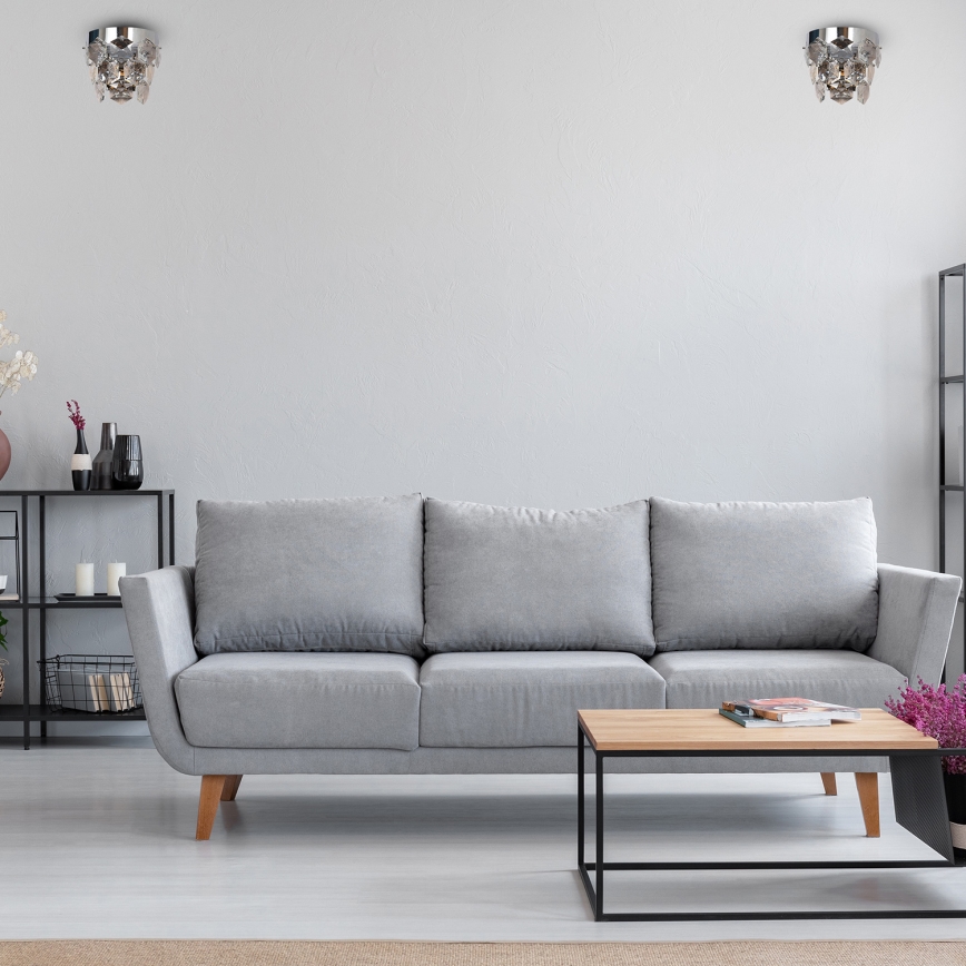 Væglampe i krystal GRACE 2xE14/40W/230V skinnende krom