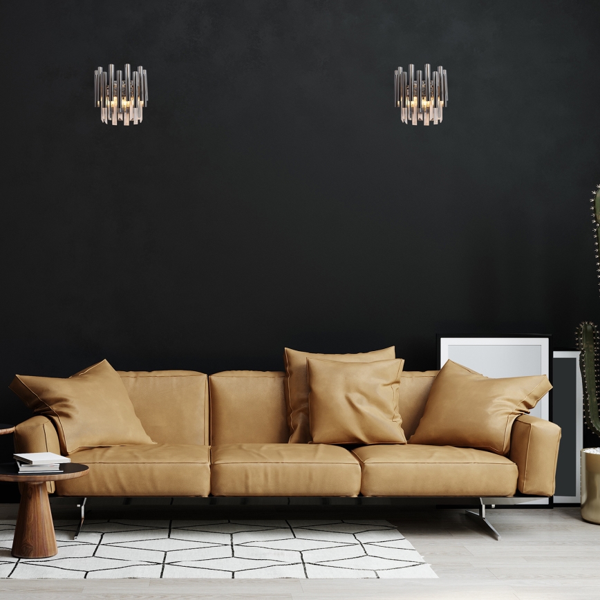 Væglampe i krystal MADISON 2xE14/40W/230V skinnende krom