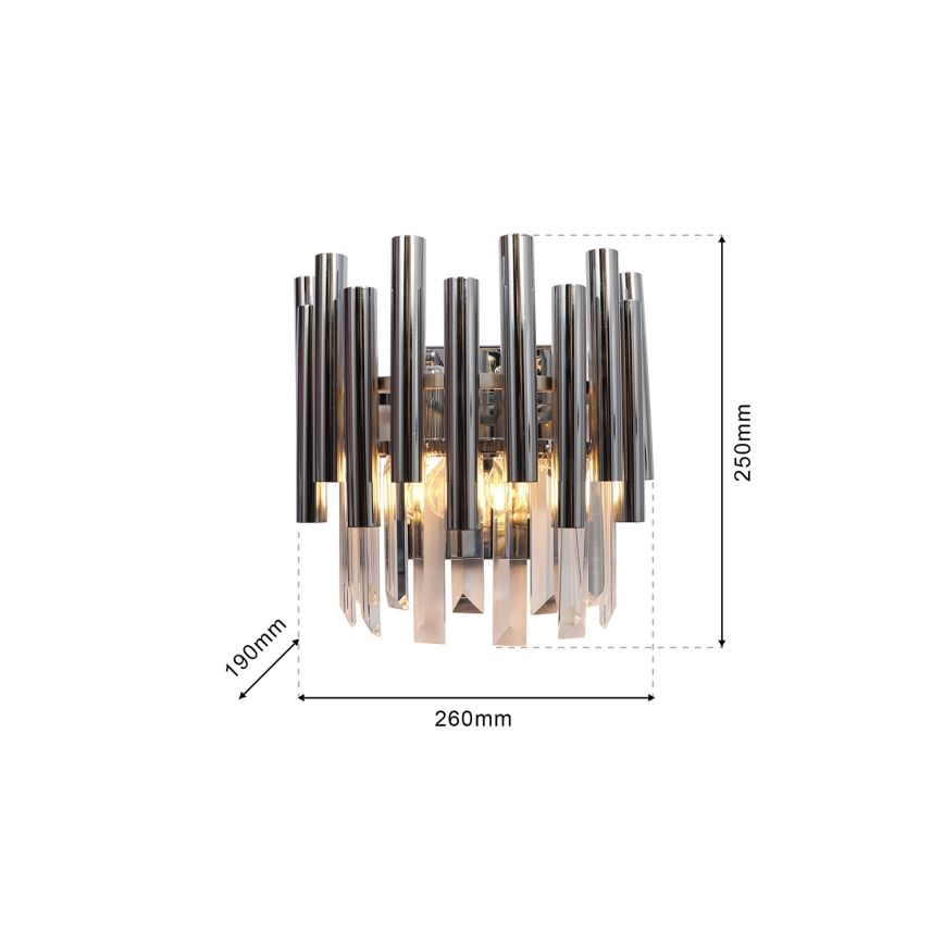Væglampe i krystal MADISON 2xE14/40W/230V skinnende krom