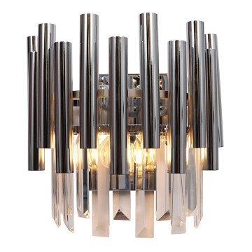 Væglampe i krystal MADISON 2xE14/40W/230V skinnende krom