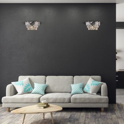 Væglampe i krystal SELENA 2xE14/40W/230V skinnende krom